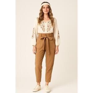 Abercrombie & Fitch Joggers Pants Women's S Brown 100% Lyocell Tie Waist Cropped